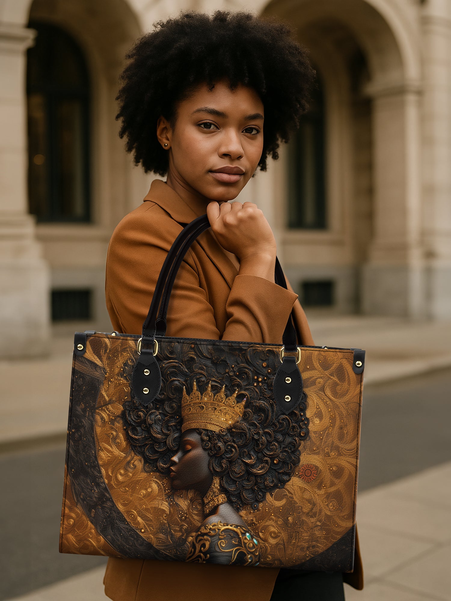 Melanin Spell Premium Leather Handbag QR0XD193