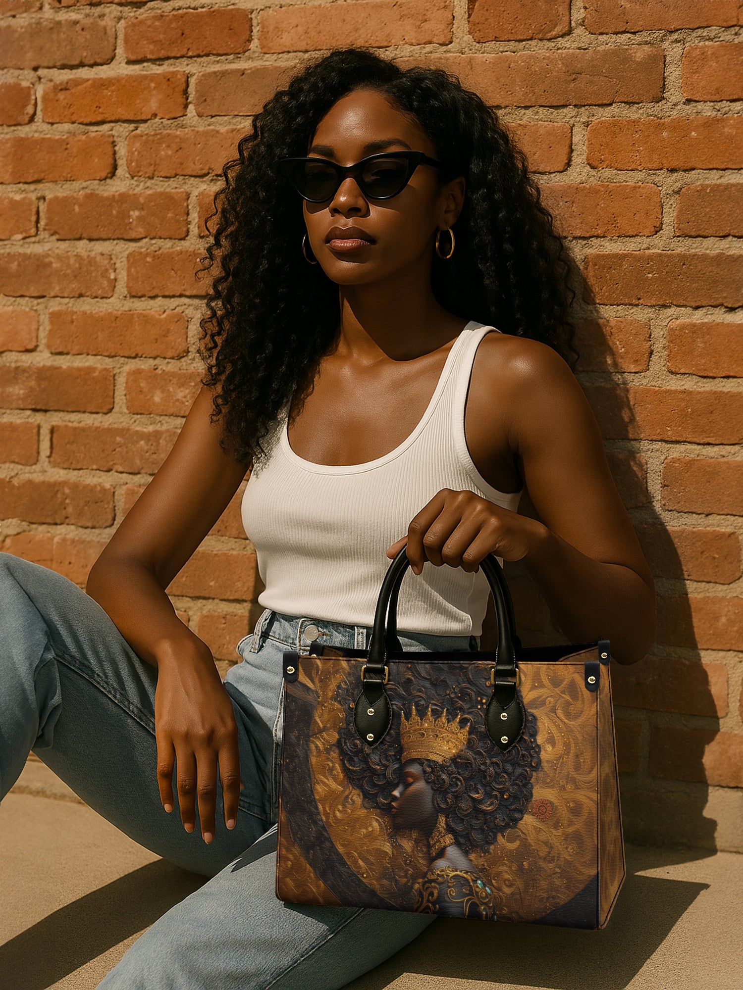 Melanin Spell Premium Leather Handbag QR0XD193