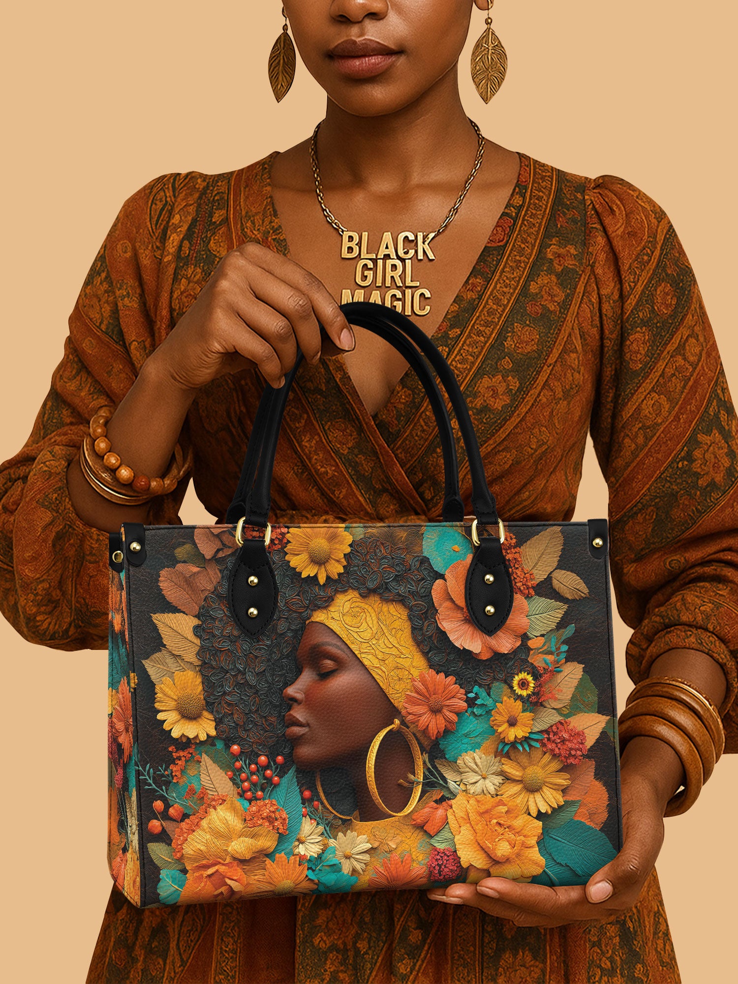 Crowned In Bloom Premium Leather Handbag QR0XD208