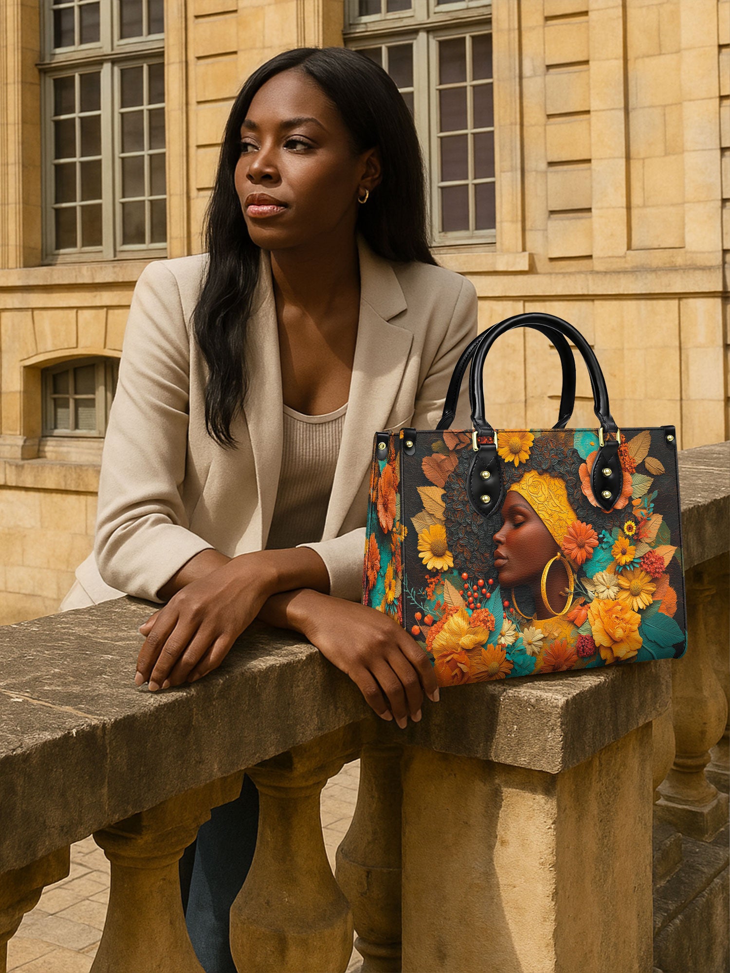 Crowned In Bloom Premium Leather Handbag QR0XD208