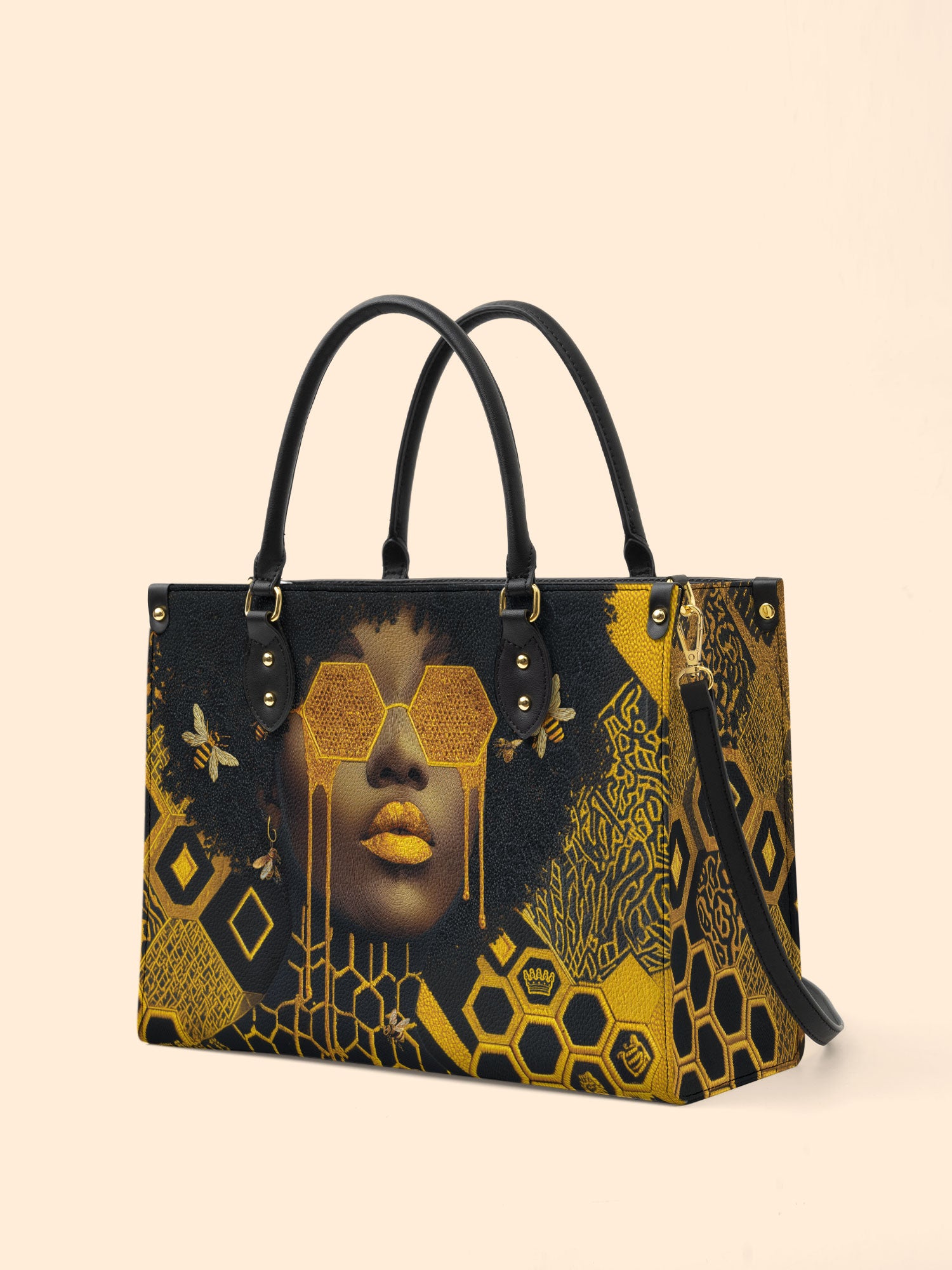 Golden Hive Premium Leather Handbag QR0XD207