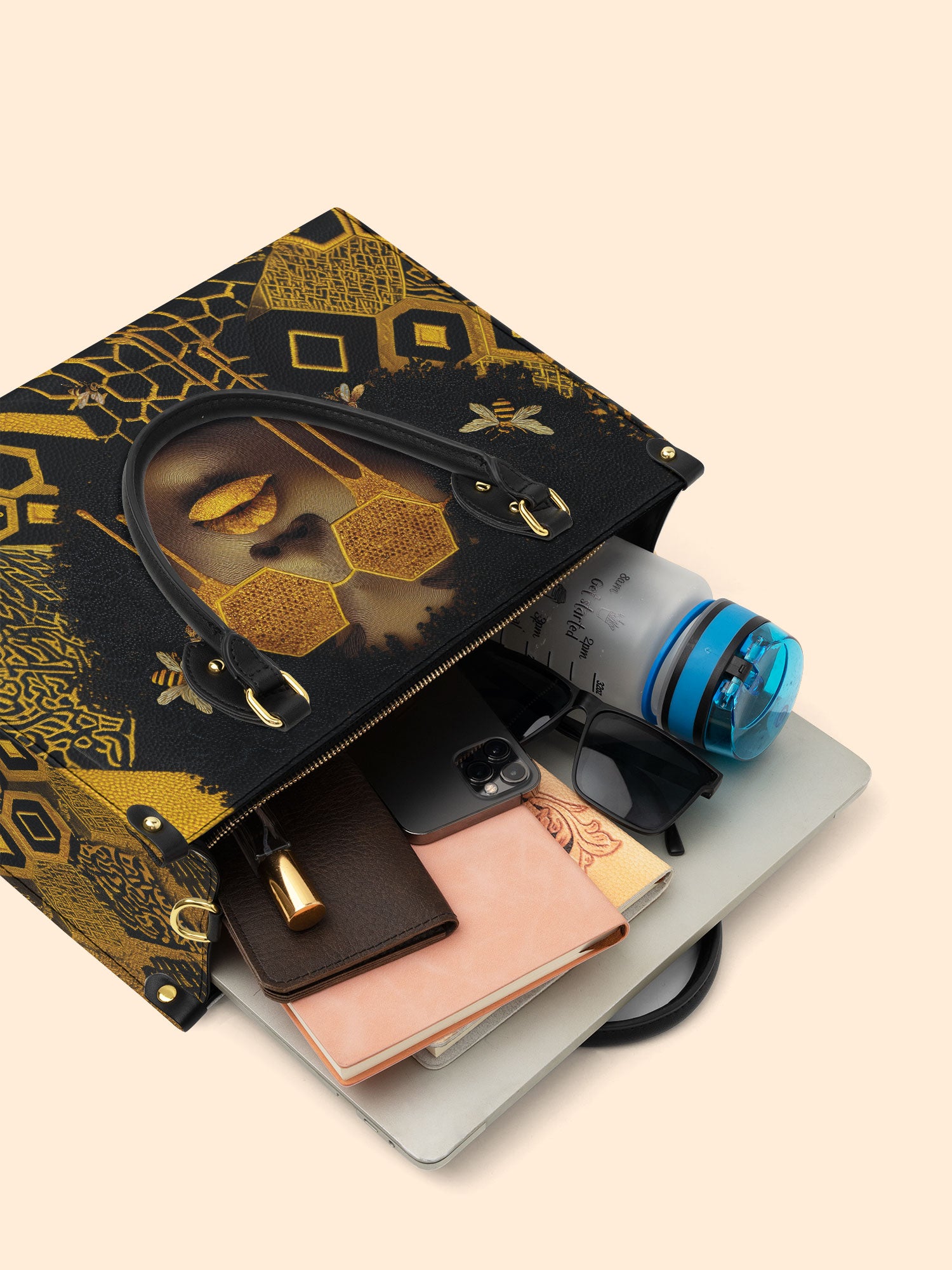 Golden Hive Premium Leather Handbag QR0XD207