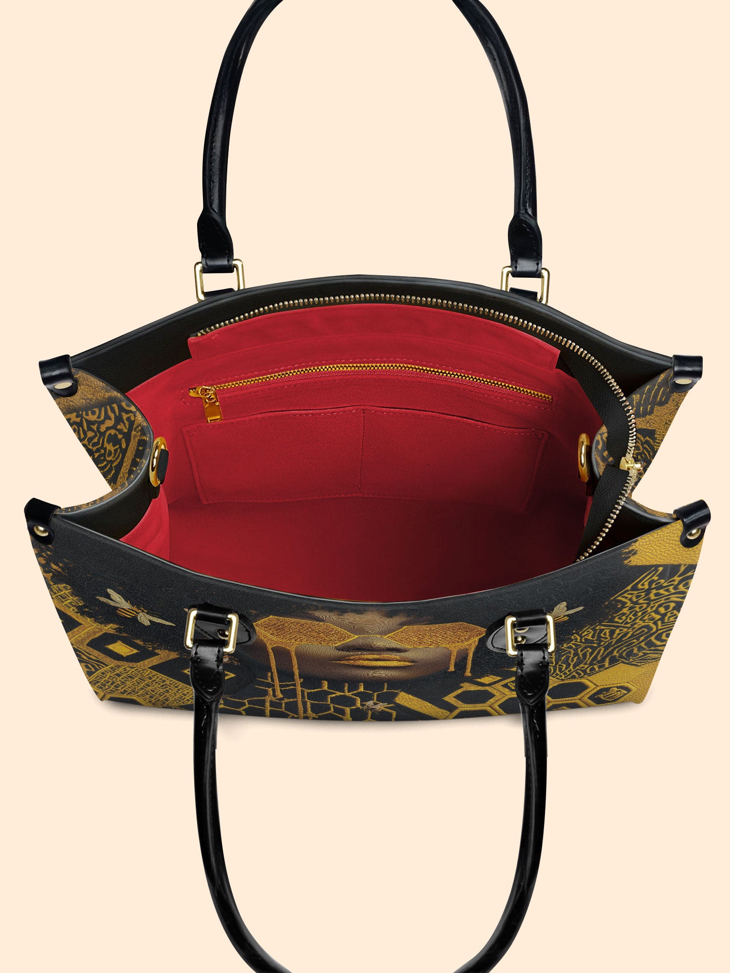 Golden Hive Premium Leather Handbag QR0XD207