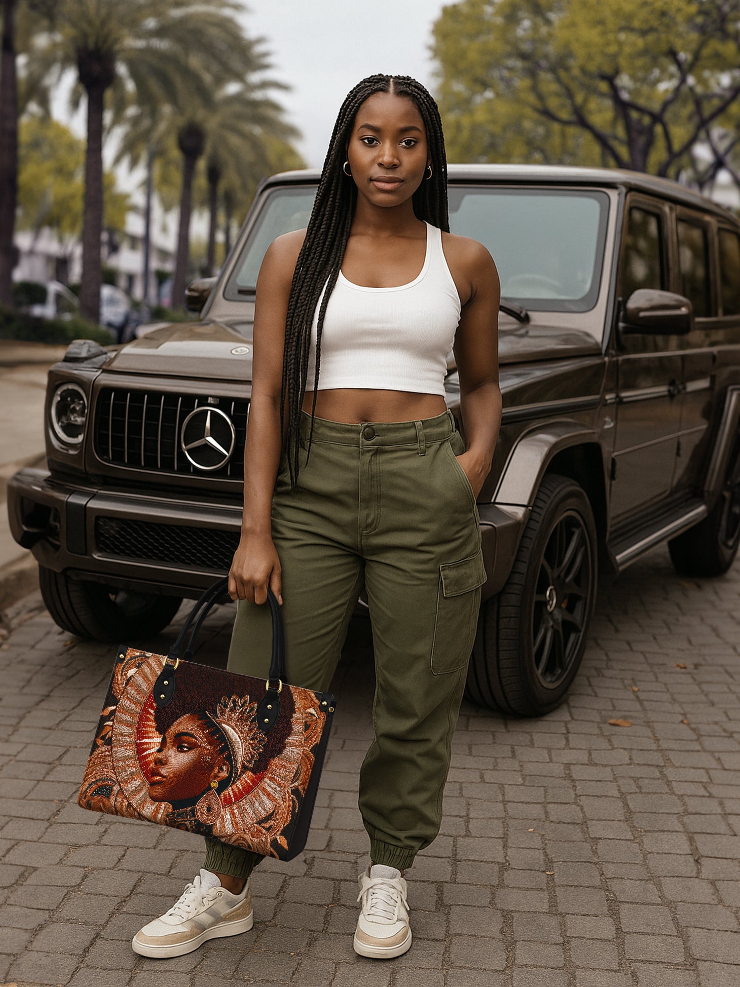 Cocoa Halo Premium Leather Handbag QR0XD223