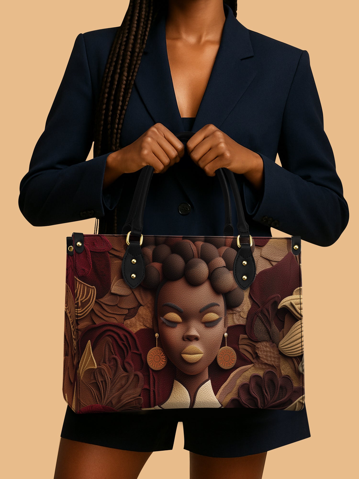 Crowned In Circle Premium Leather Handbag QR0TD139