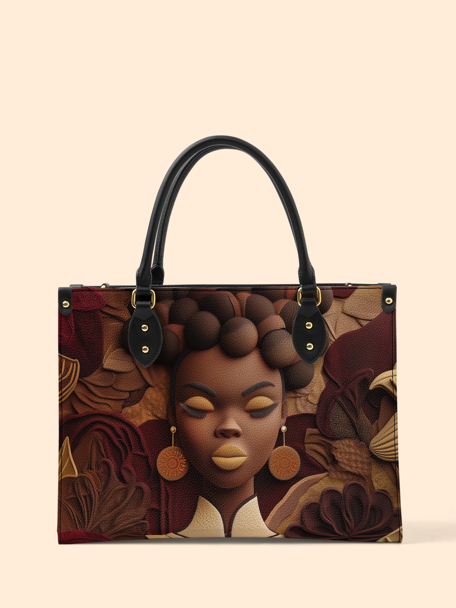 Crowned In Circle Premium Leather Handbag QR0TD139