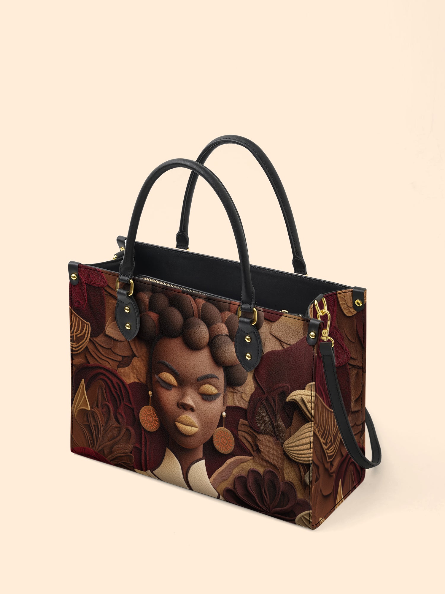 Crowned In Circle Premium Leather Handbag QR0TD139