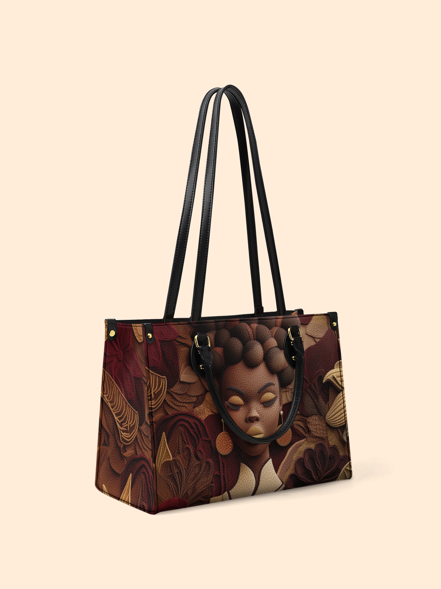 Crowned In Circle Premium Leather Handbag QR0TD139