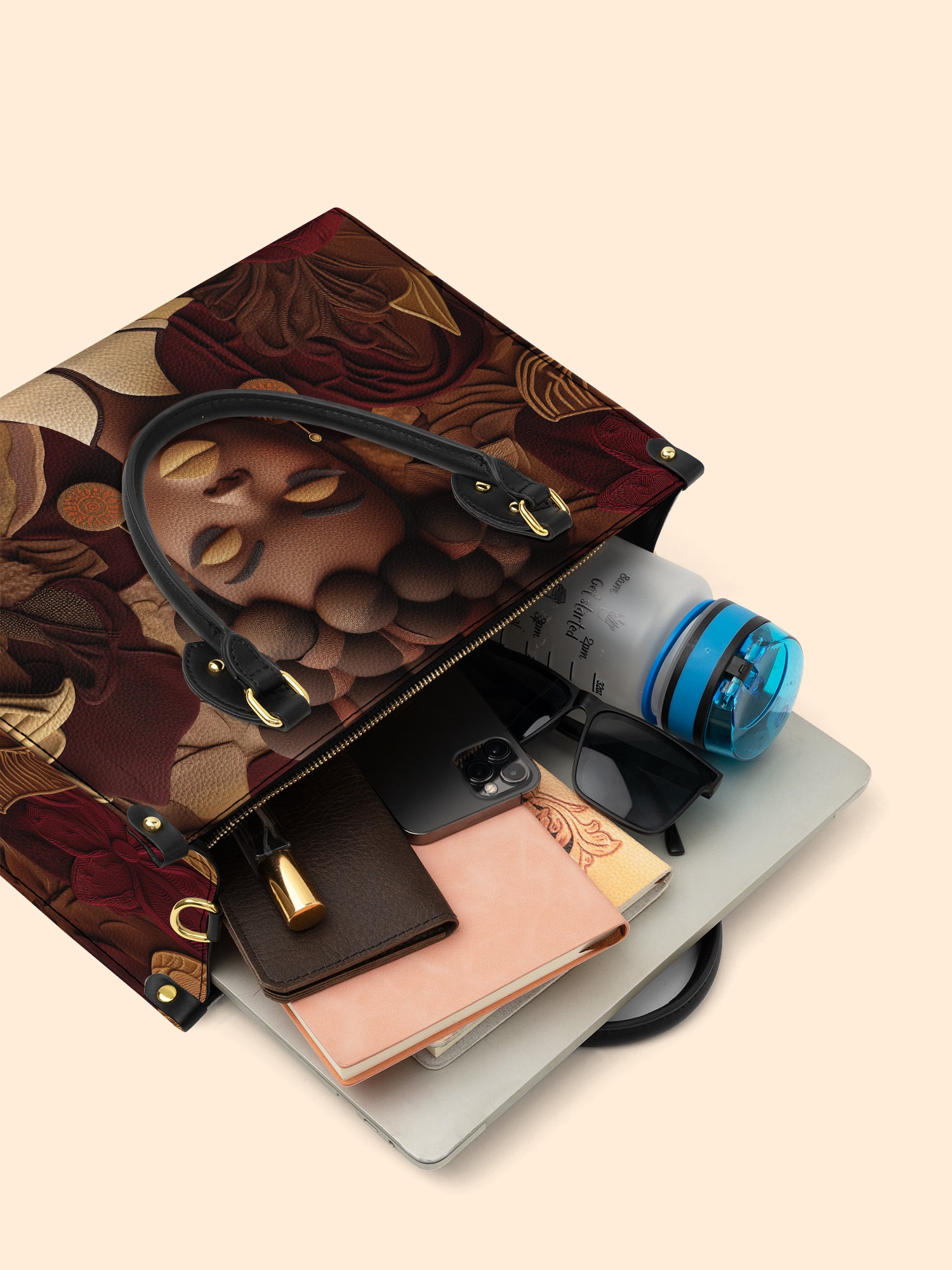 Crowned In Circle Premium Leather Handbag QR0TD139