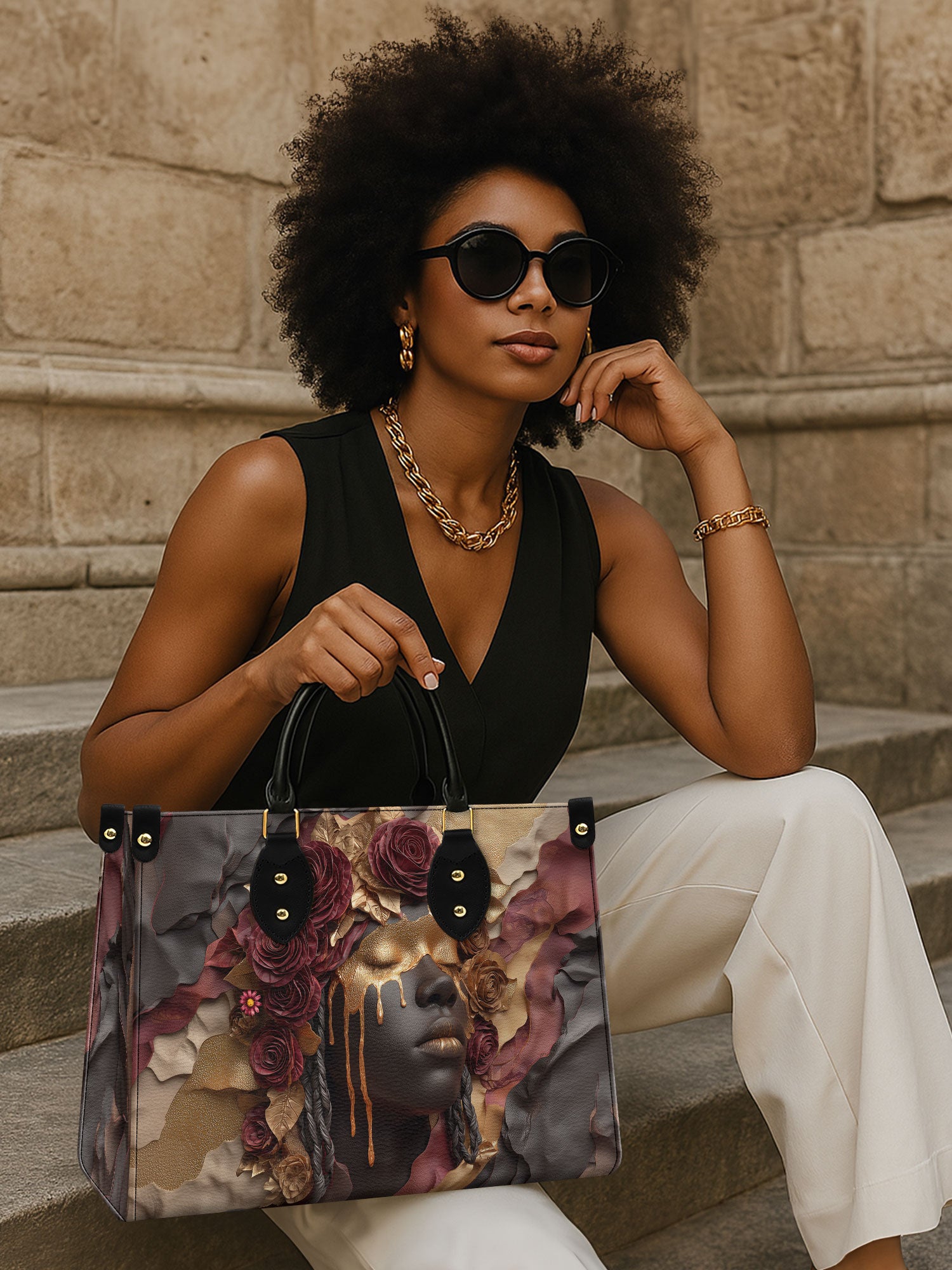 Dripping Petals Premium Leather Handbag QR0TD103