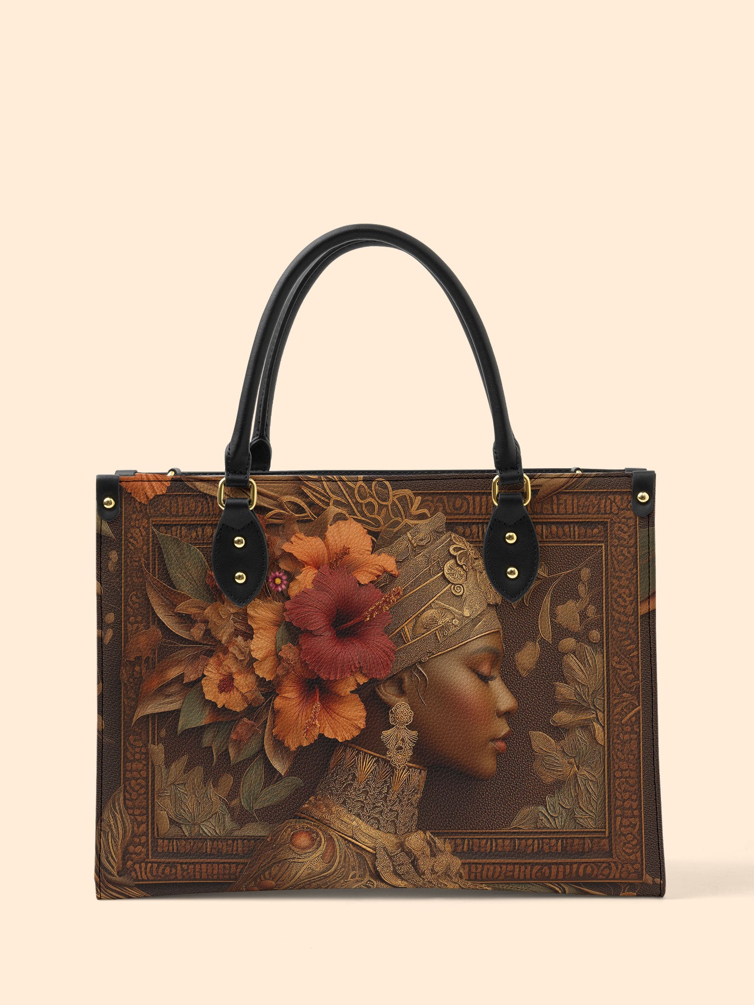 Hibiscus Royalty Premium Leather Handbag QR0HH047