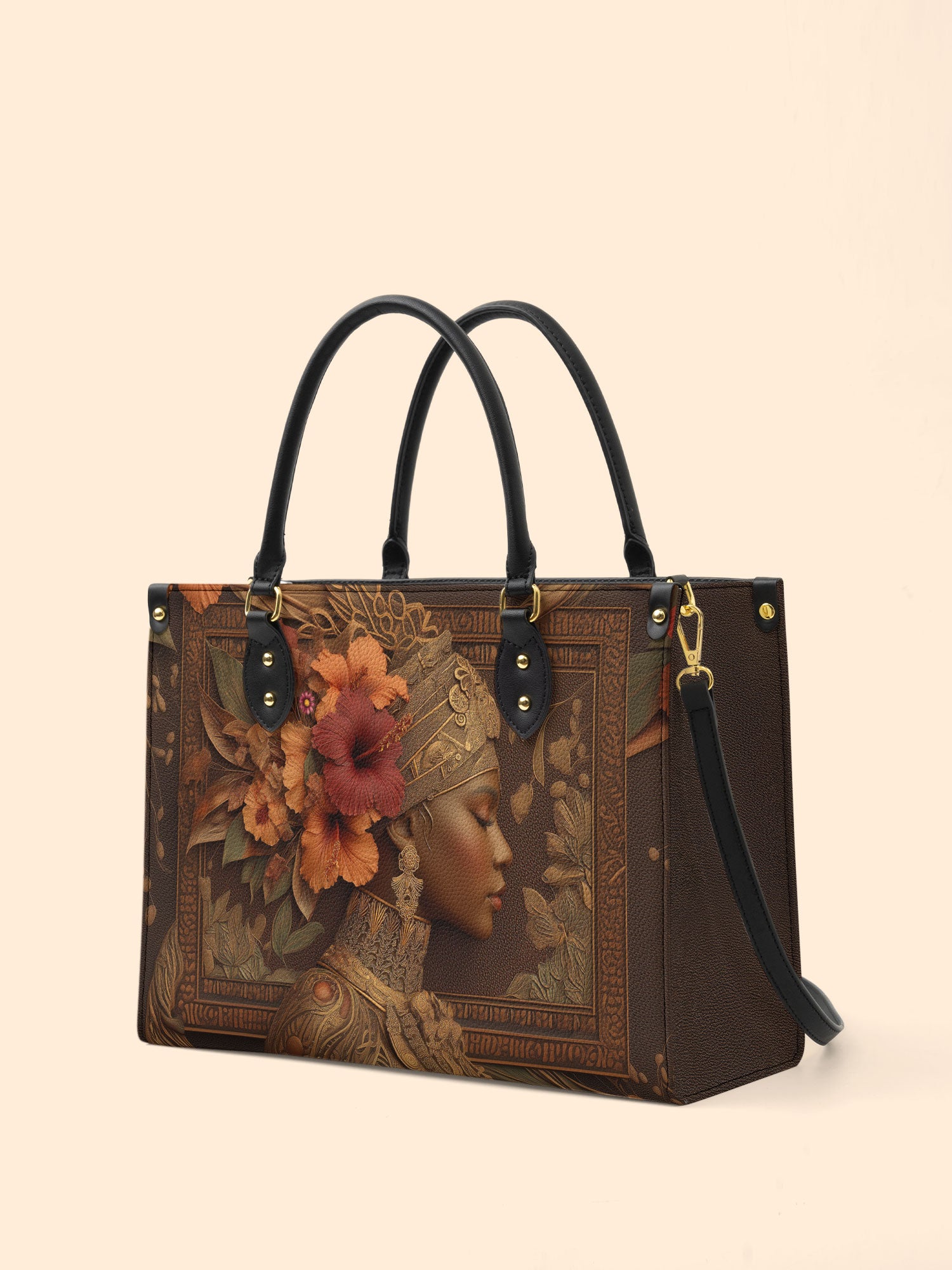 Hibiscus Royalty Premium Leather Handbag QR0HH047