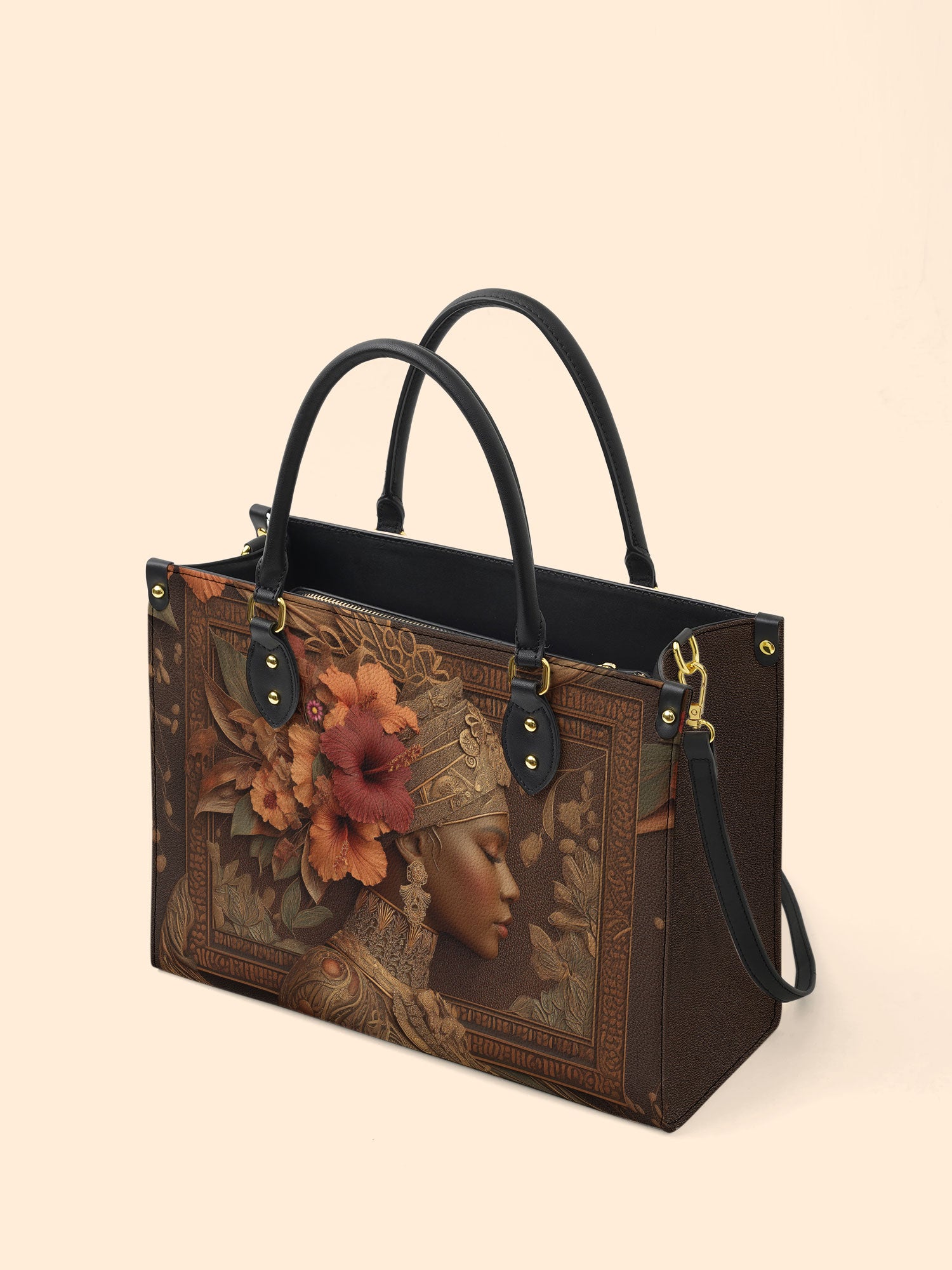 Hibiscus Royalty Premium Leather Handbag QR0HH047