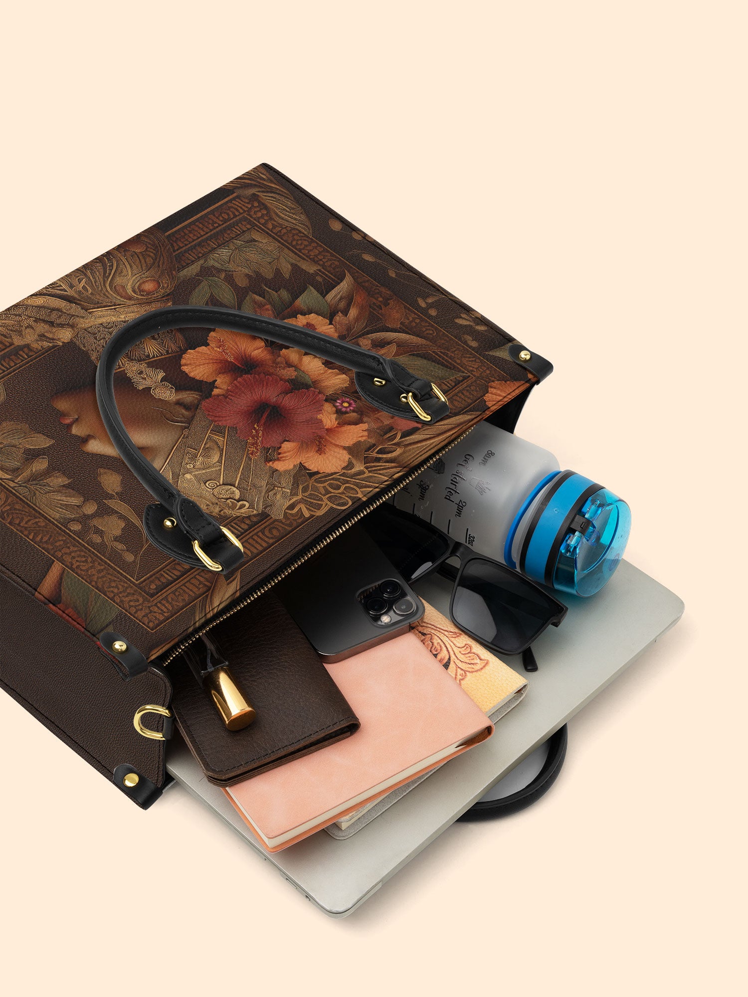 Hibiscus Royalty Premium Leather Handbag QR0HH047