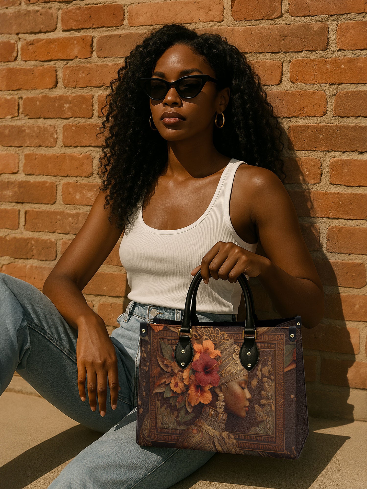 Hibiscus Royalty Premium Leather Handbag QR0HH047