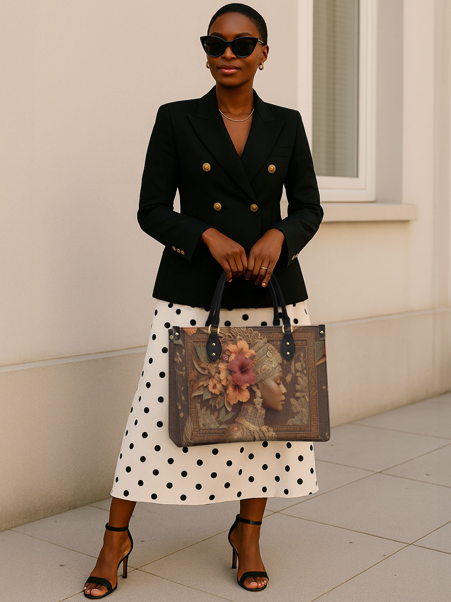 Hibiscus Royalty Premium Leather Handbag QR0HH047