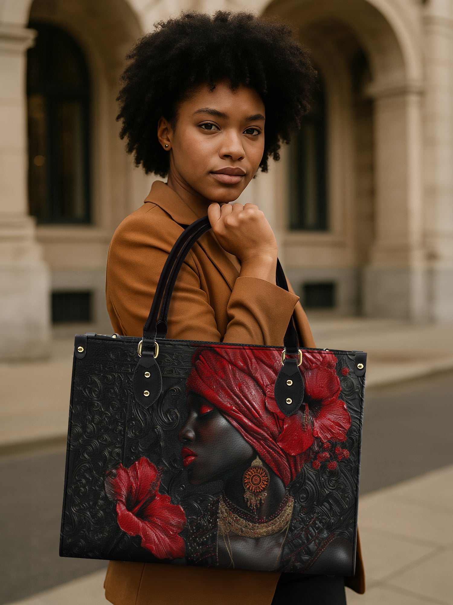 Hibiscus Empress Premium Leather Handbag QR0XD290