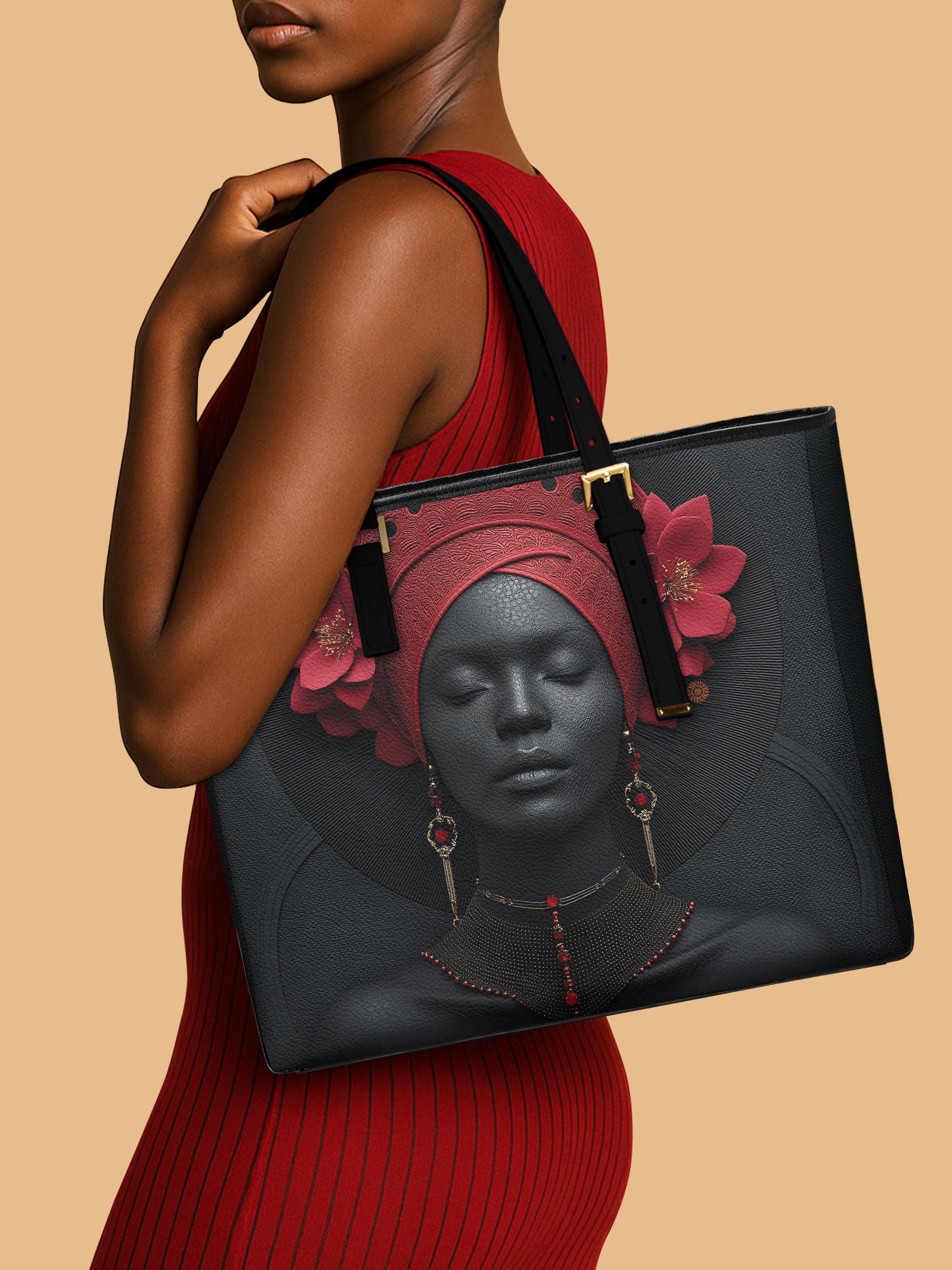 Carmine Ember Sleek Leather Tote QR0TD192