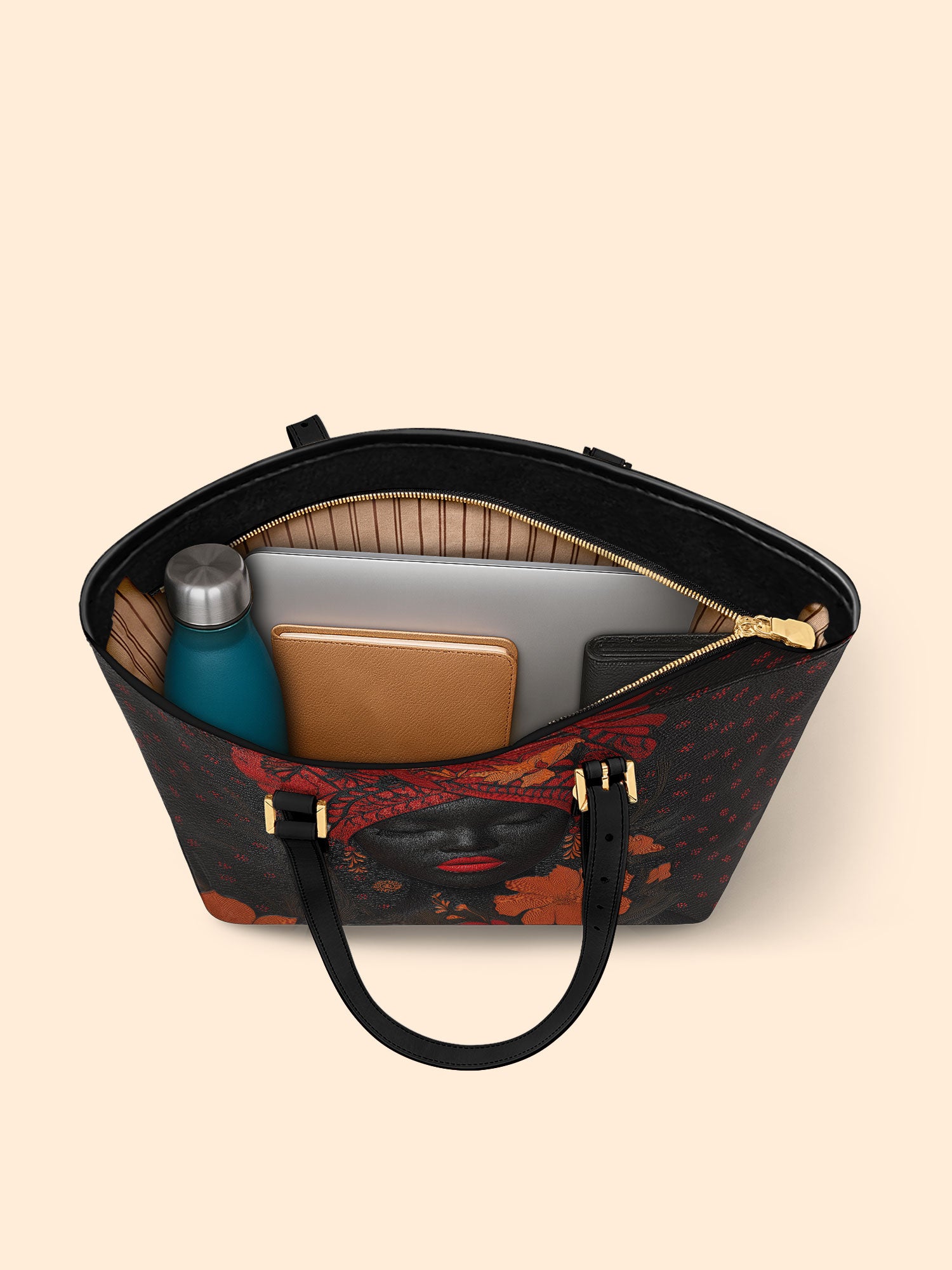 Ember Bloom Sleek Leather Tote QR0TD183