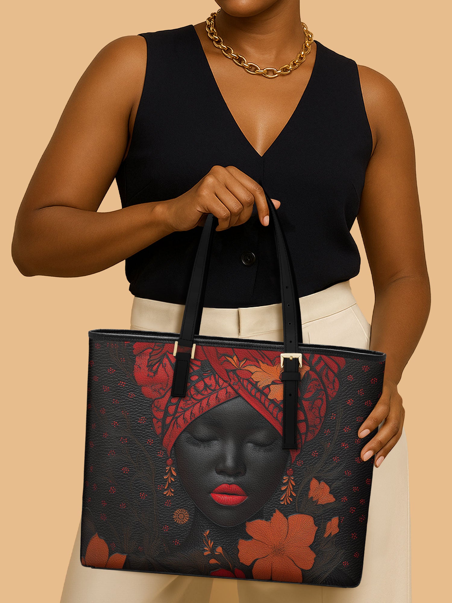 Ember Bloom Sleek Leather Tote QR0TD183