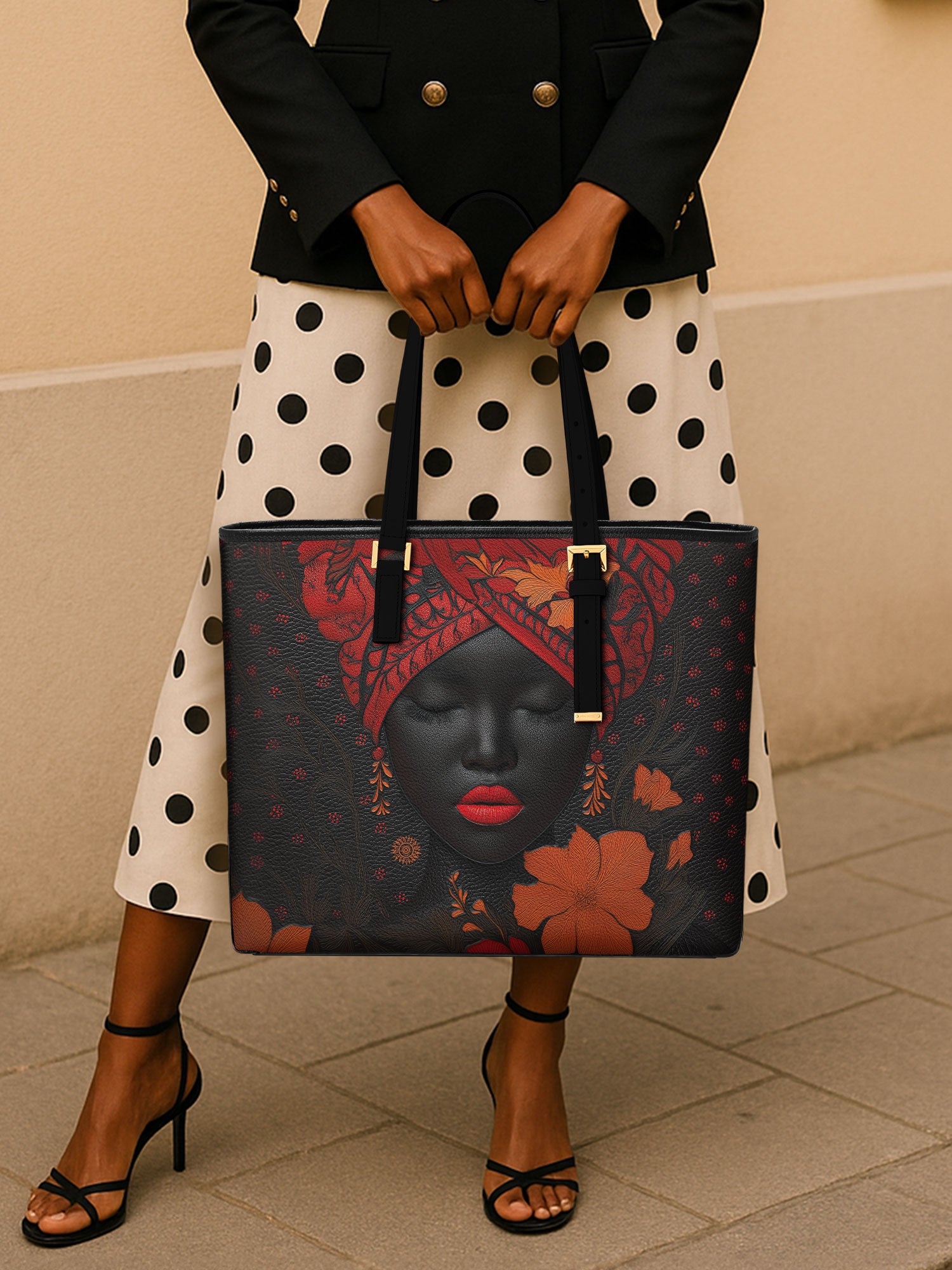 Ember Bloom Sleek Leather Tote QR0TD183