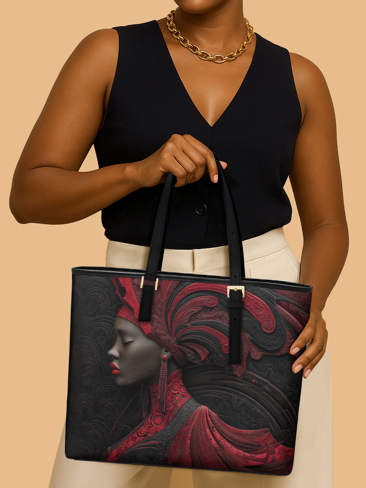 Sanguine Whisper Sleek Leather Tote QR0TD201