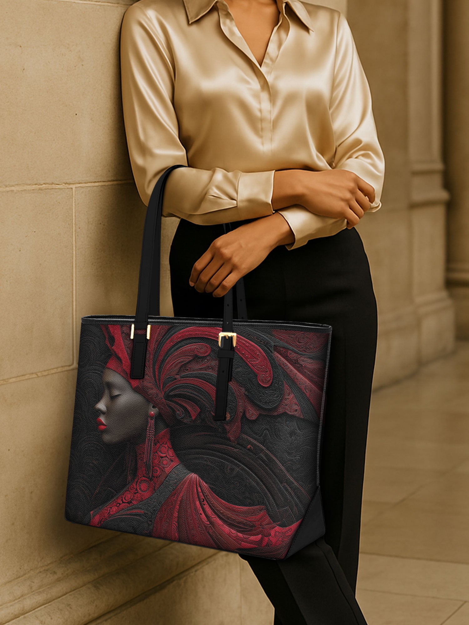 Sanguine Whisper Sleek Leather Tote QR0TD201