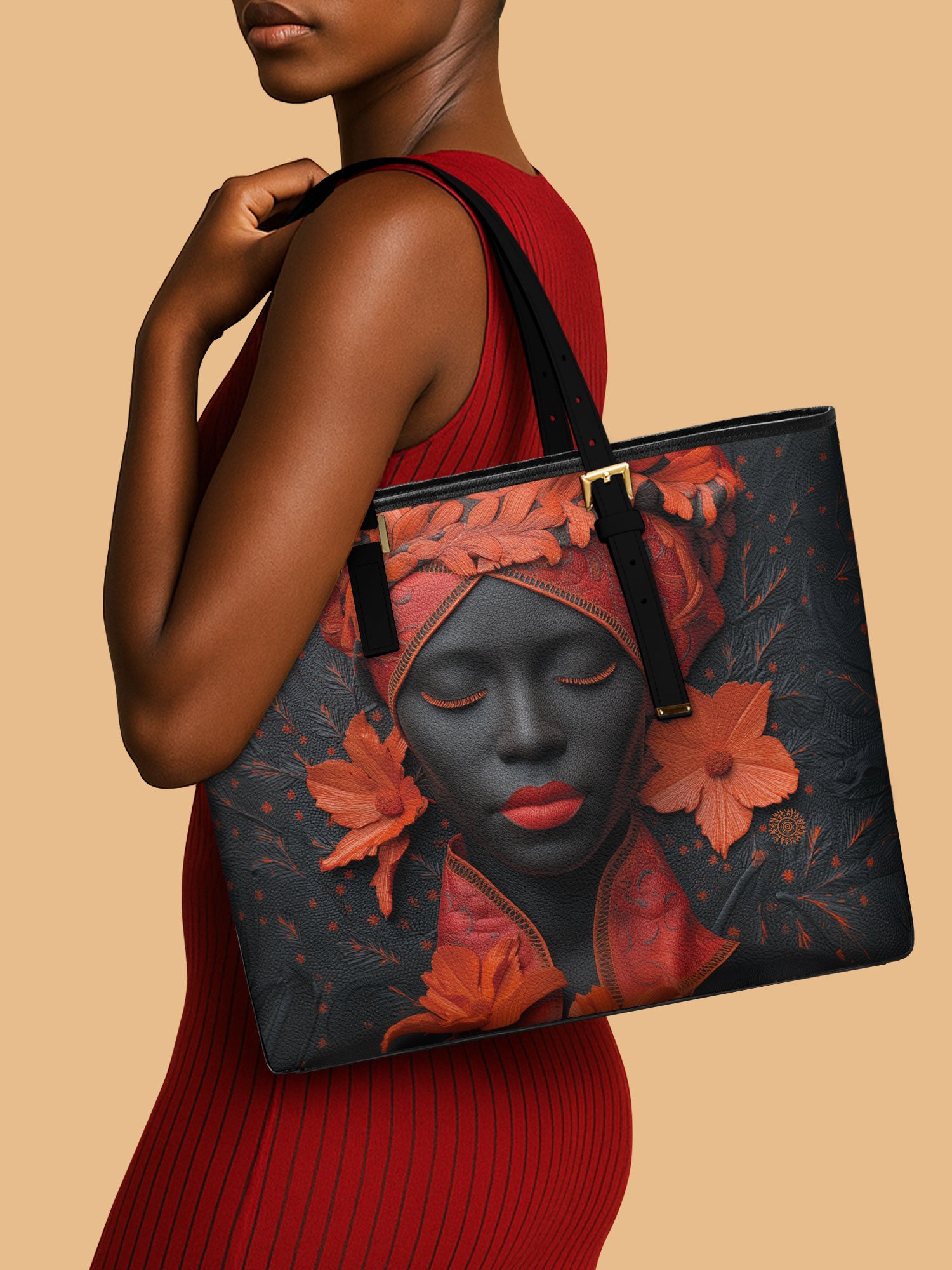 Scarlet Vein Sleek Leather Tote QR0TD186