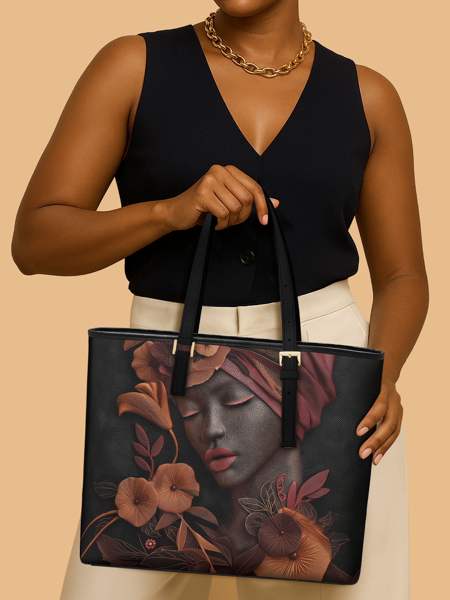 Vermilion Song Sleek Leather Tote QR0TD204