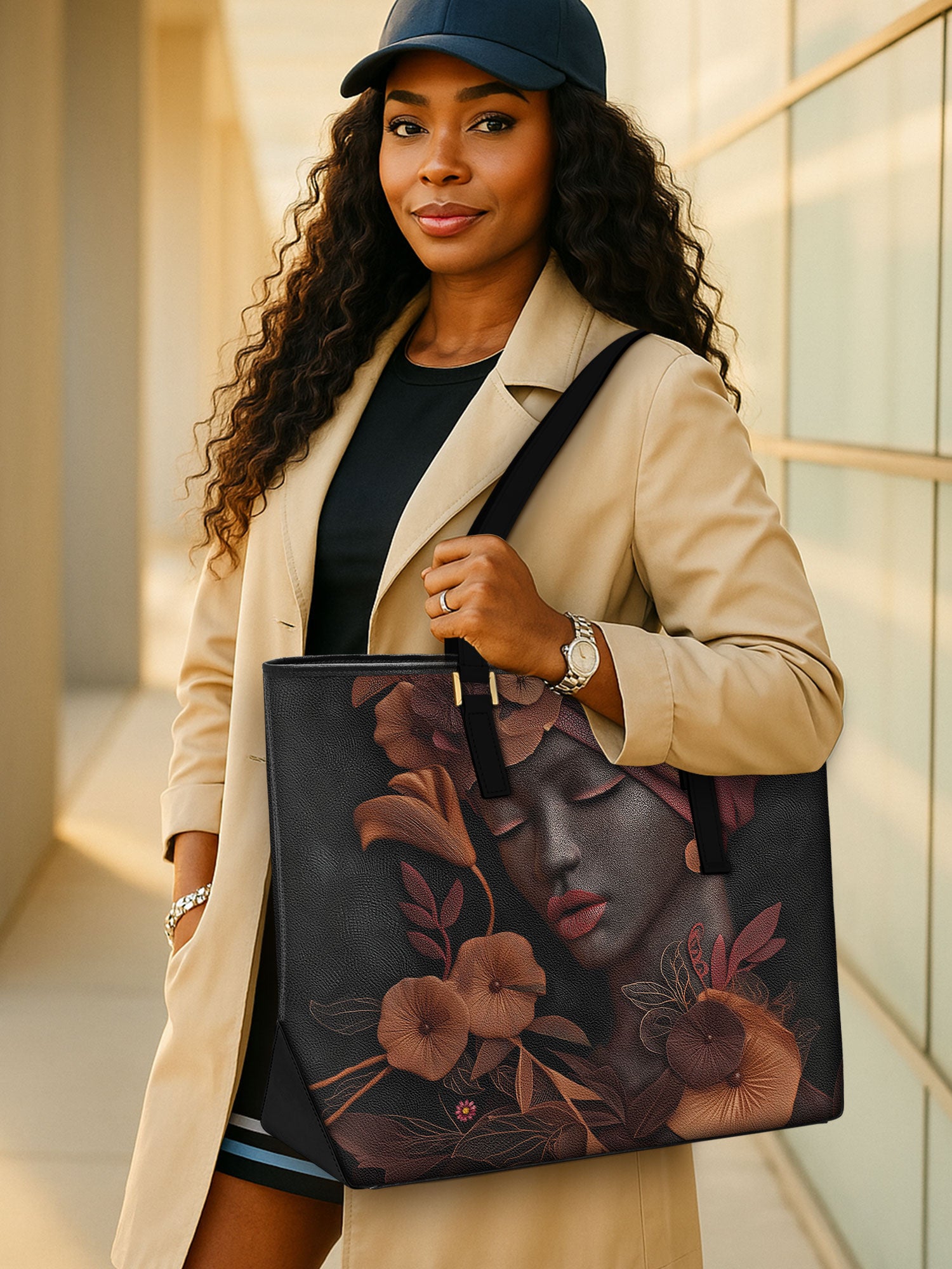 Vermilion Song Sleek Leather Tote QR0TD204