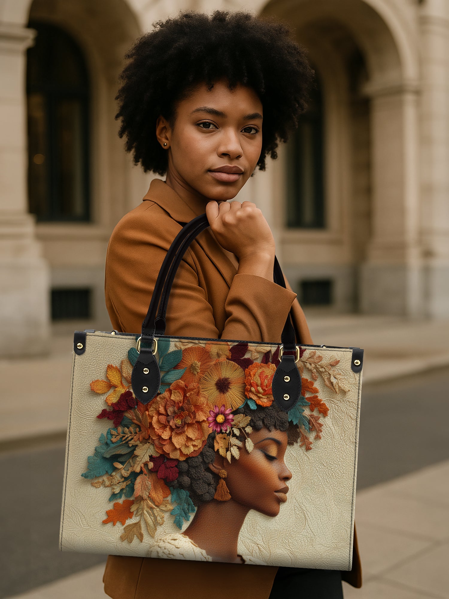 Floral Elegance Premium Leather Handbag QR0HH072