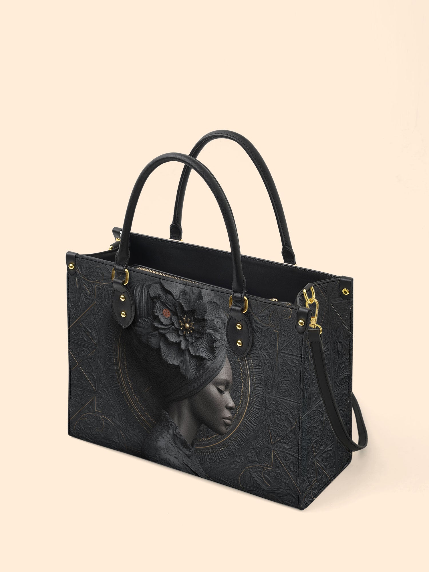 Noir Dahlia Premium Leather Handbag QR0TV094