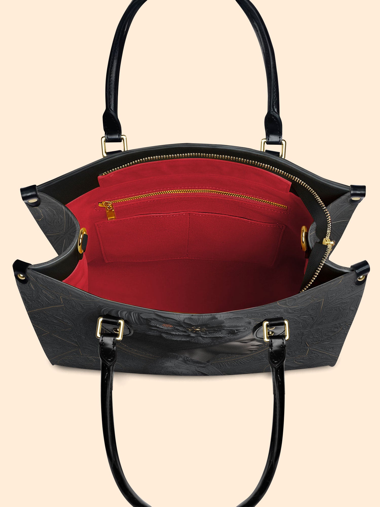 Noir Dahlia Premium Leather Handbag QR0TV094