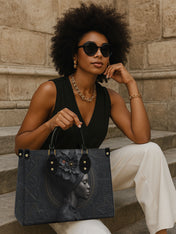 Noir Dahlia Premium Leather Handbag QR0TV094