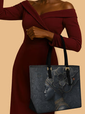 Shadow Orchid Sleek Leather Tote QR0TV100