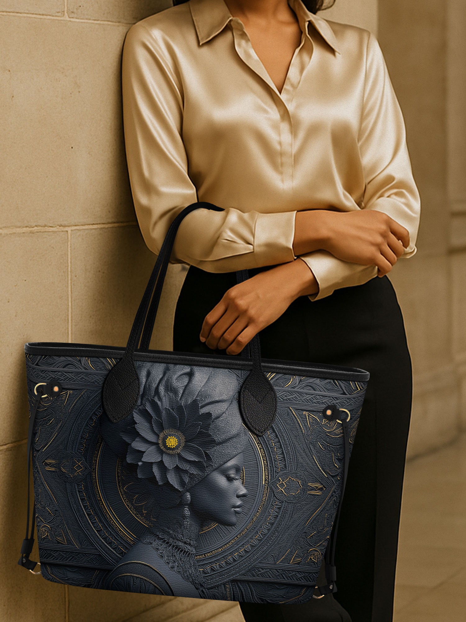 Midnight Bloom Classic Shopper Tote QR0TV103