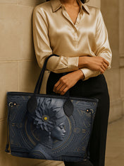 Midnight Bloom Classic Shopper Tote QR0TV103