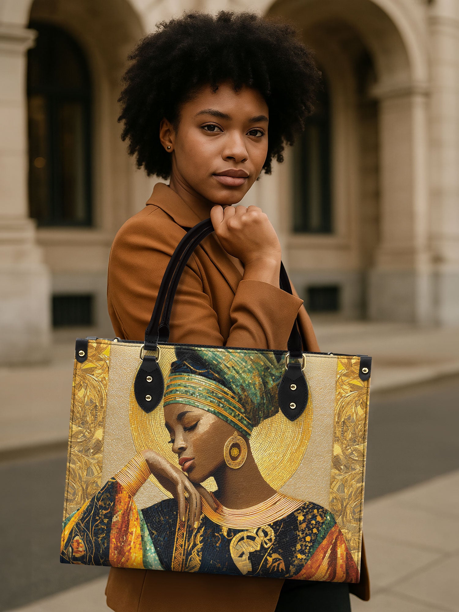 Afro Byzantine Premium Leather Handbag QR0TV151