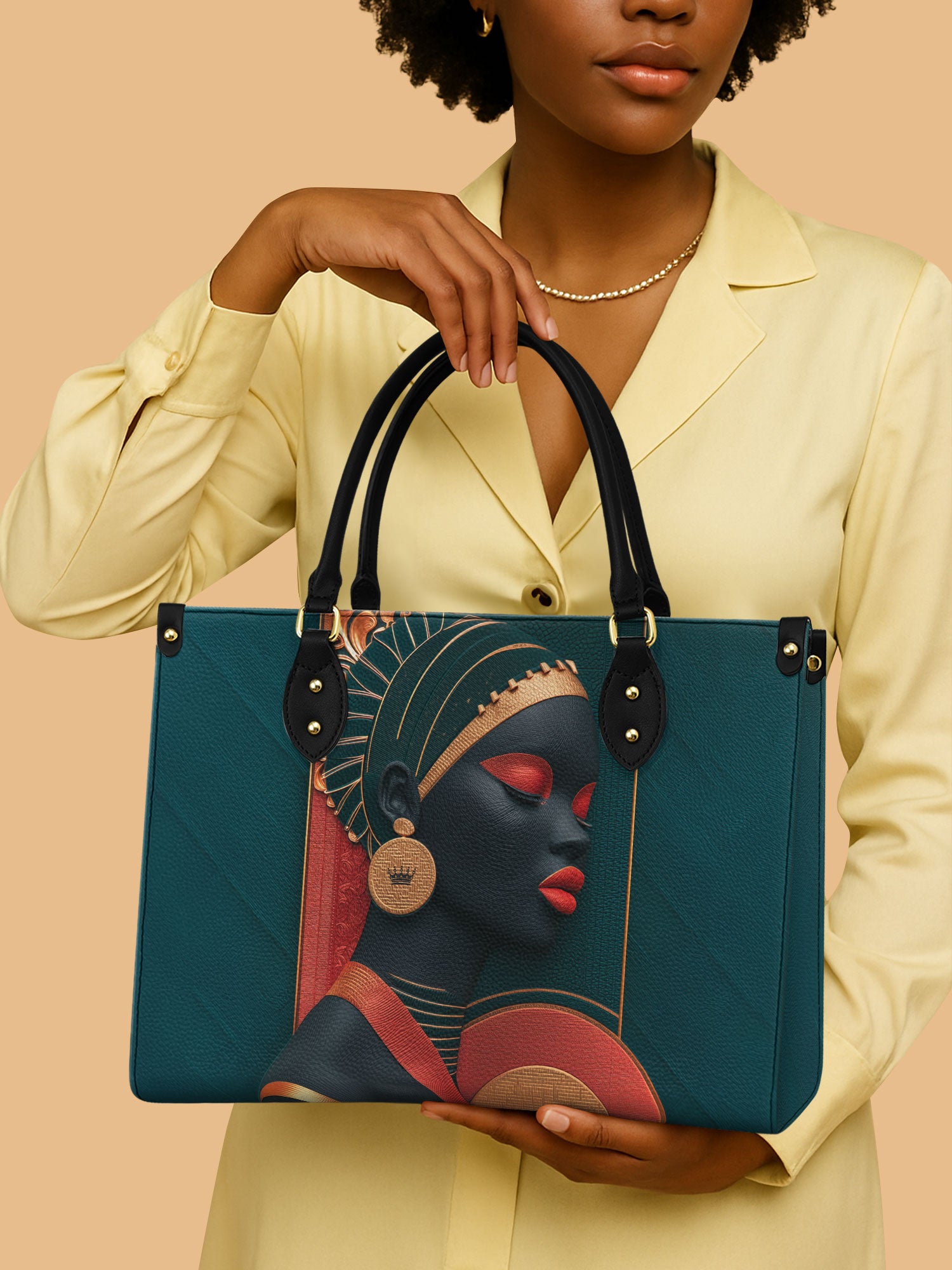 Afro Crown Premium Leather Handbag QR0TD260