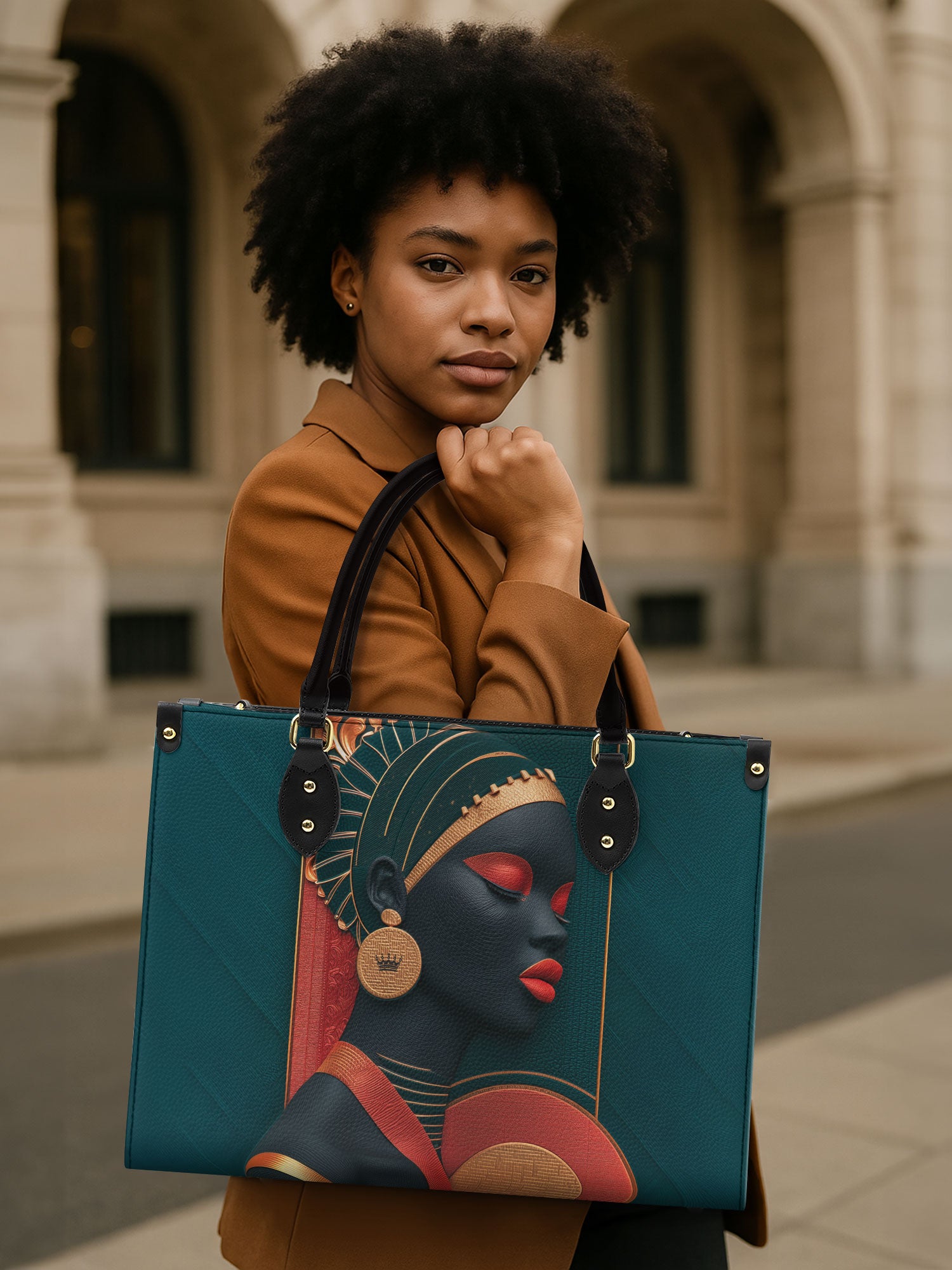 Afro Crown Premium Leather Handbag QR0TD260