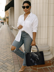 Pure Ebony Premium Leather Handbag QR0TD287