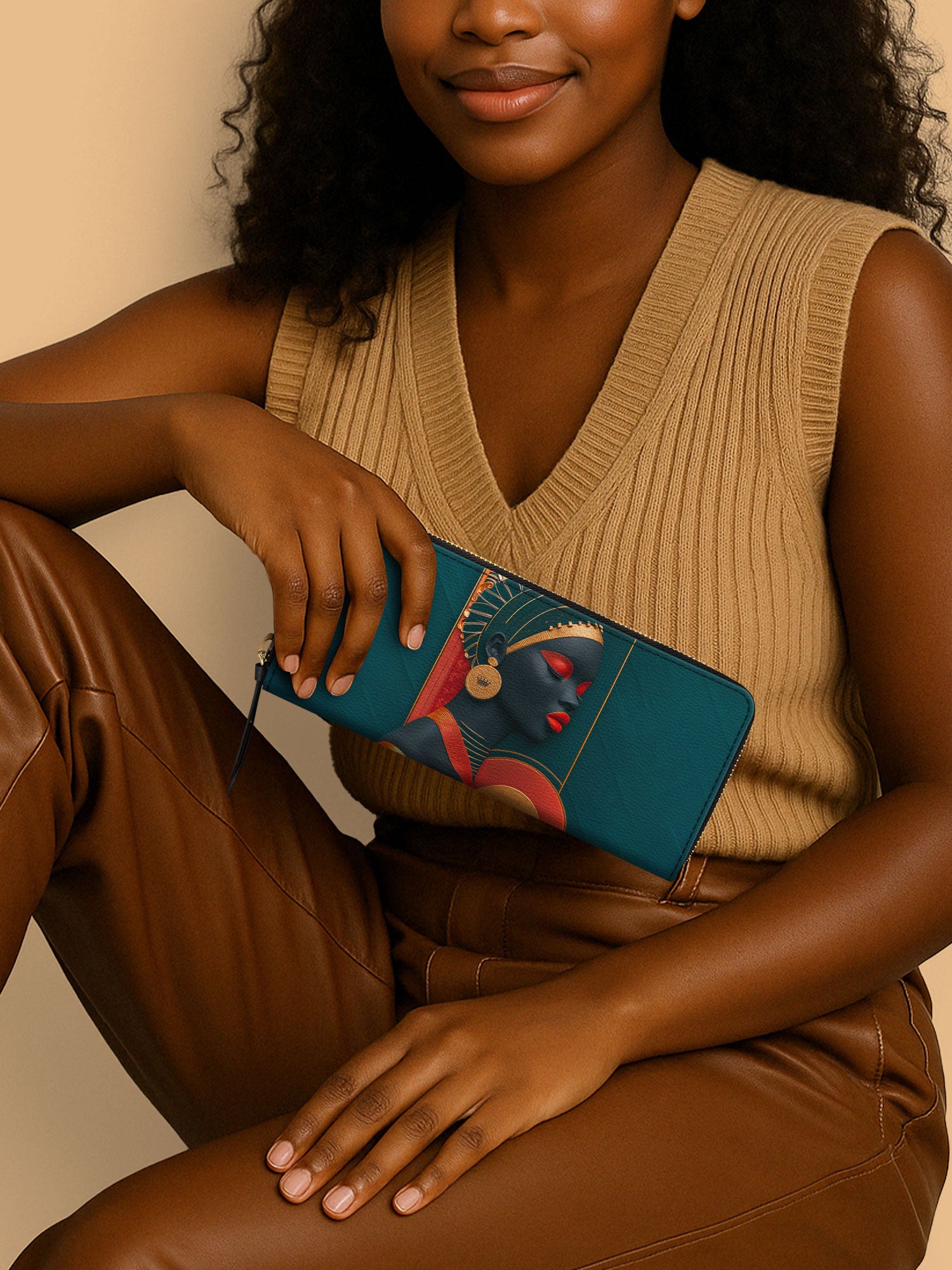 Afro Crown Slimline Zippy Wallet QR0TD259