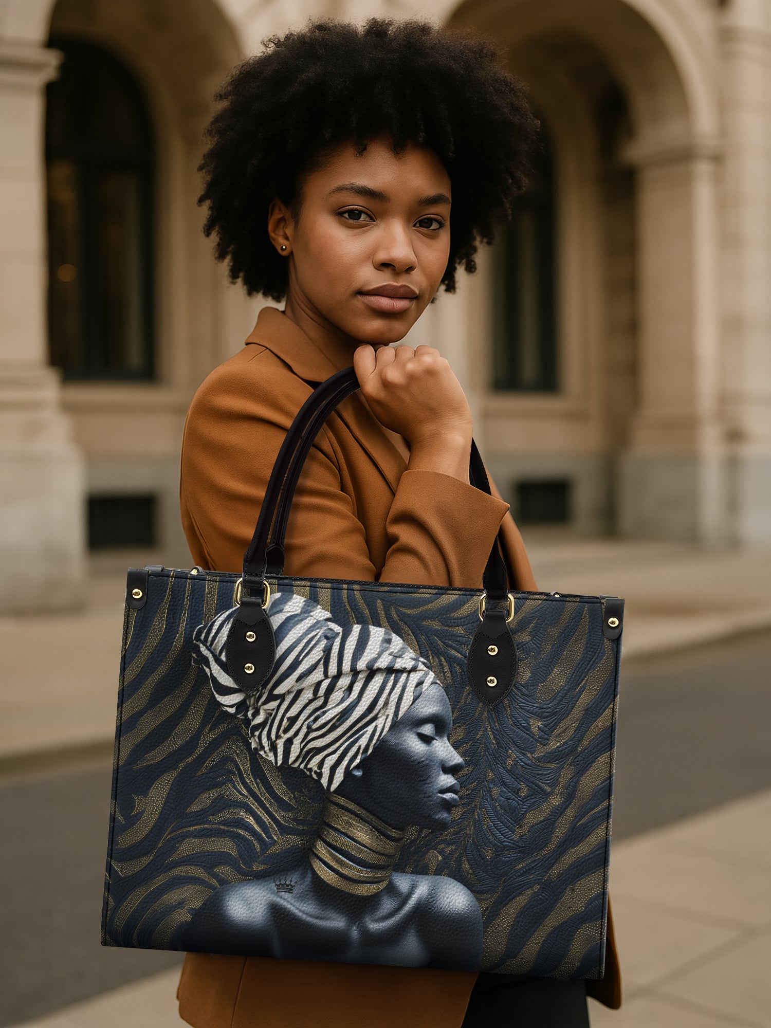 Zebra Noir Premium Leather Handbag QR0TV137