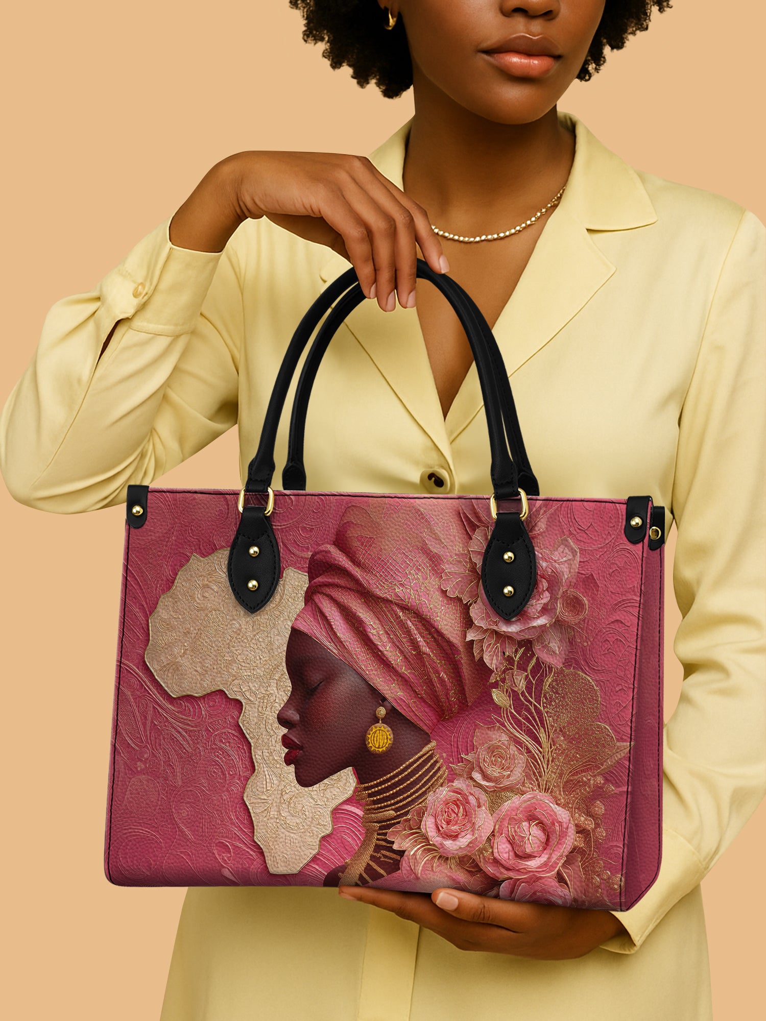 African Blossom Premium Leather Handbag QR0XD538