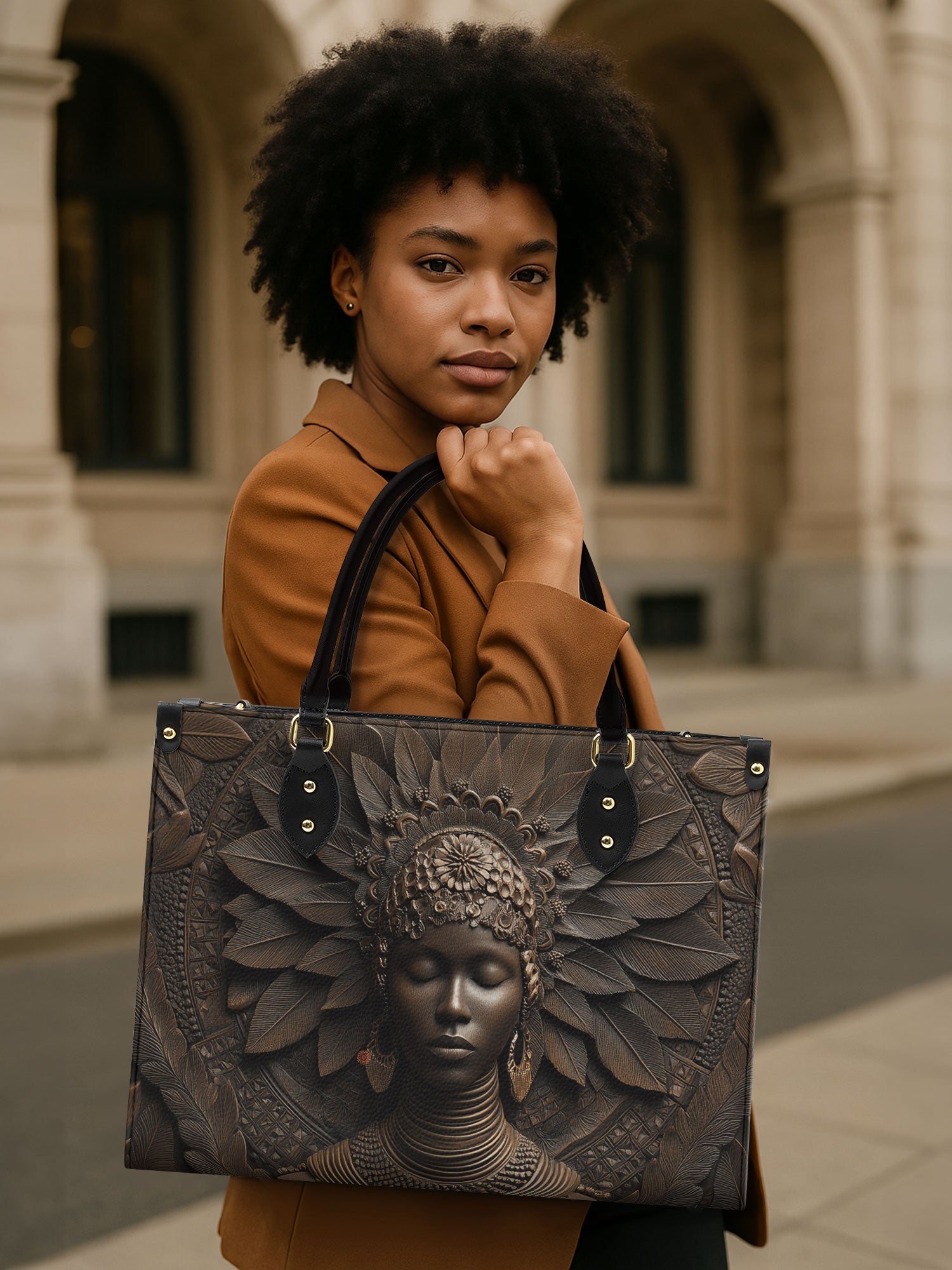 Alkebulan Arts Premium Leather Handbag QR0XD608