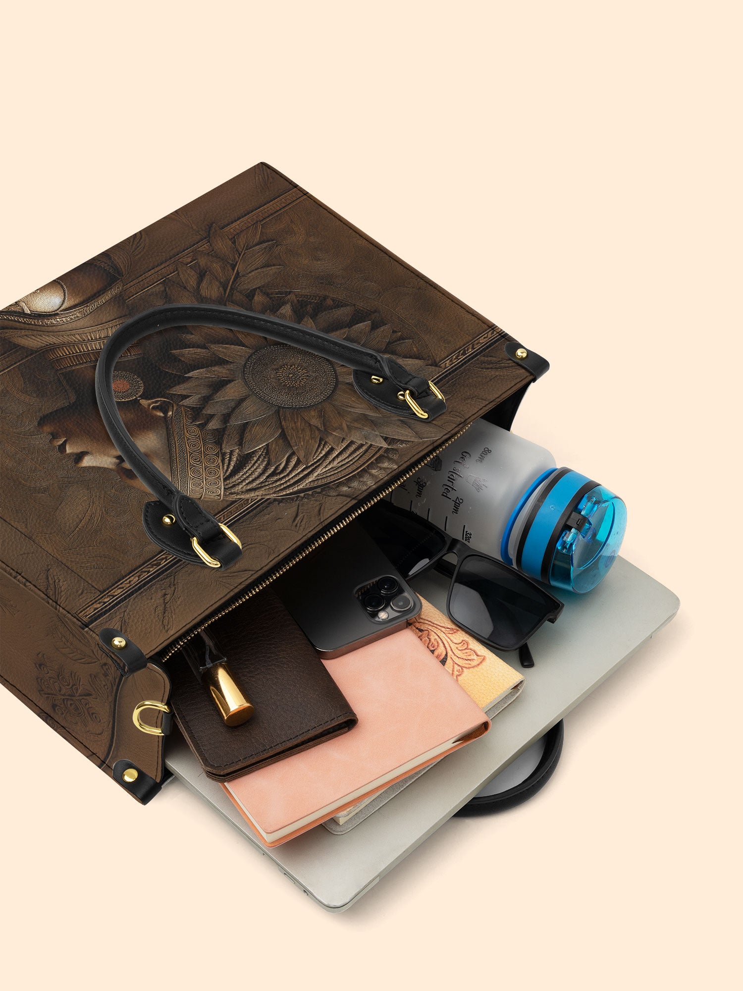 Gilded Genesis Premium Leather Handbag QR0XD613