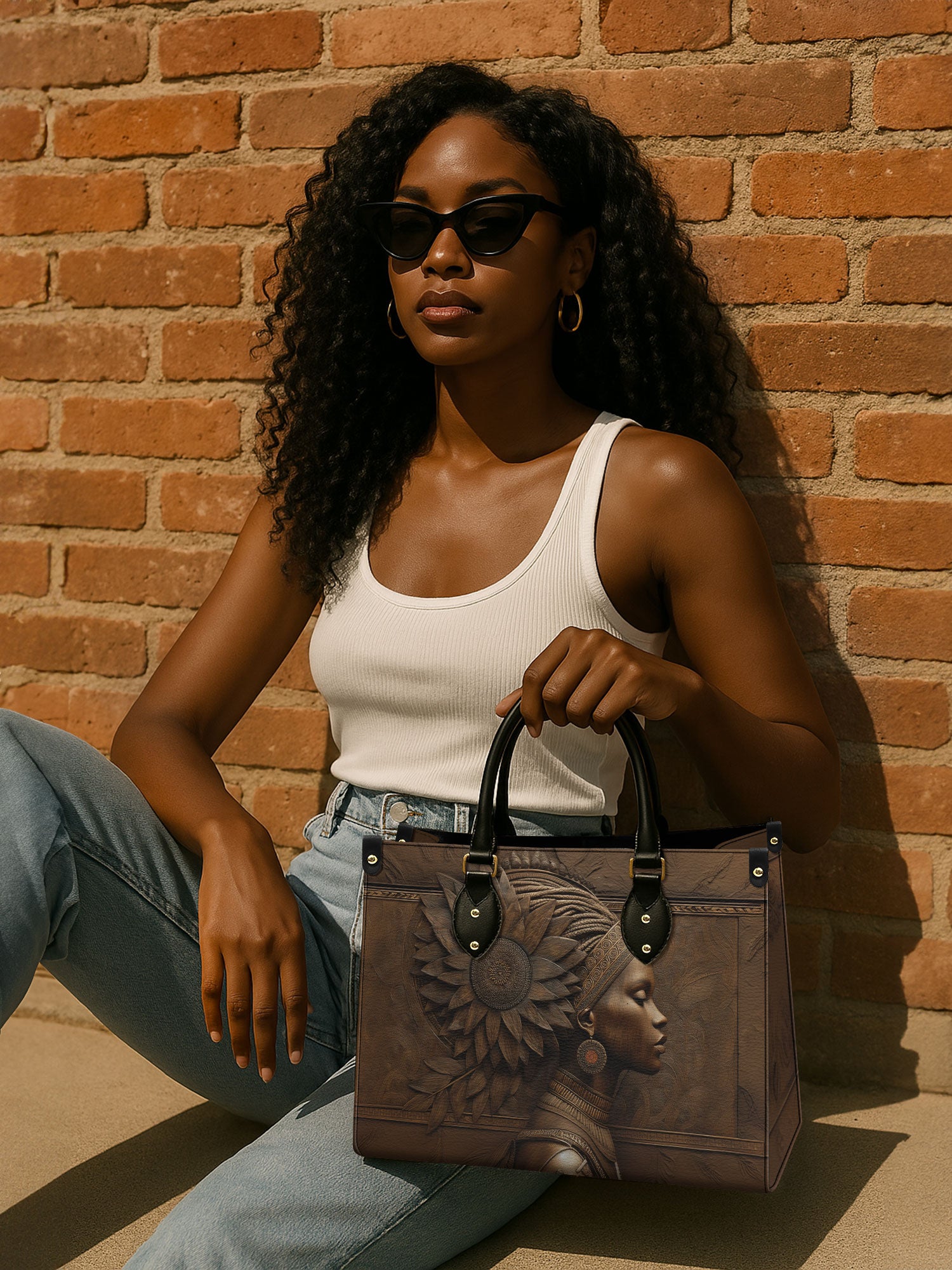 Gilded Genesis Premium Leather Handbag QR0XD613