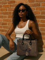 Gilded Genesis Premium Leather Handbag QR0XD613