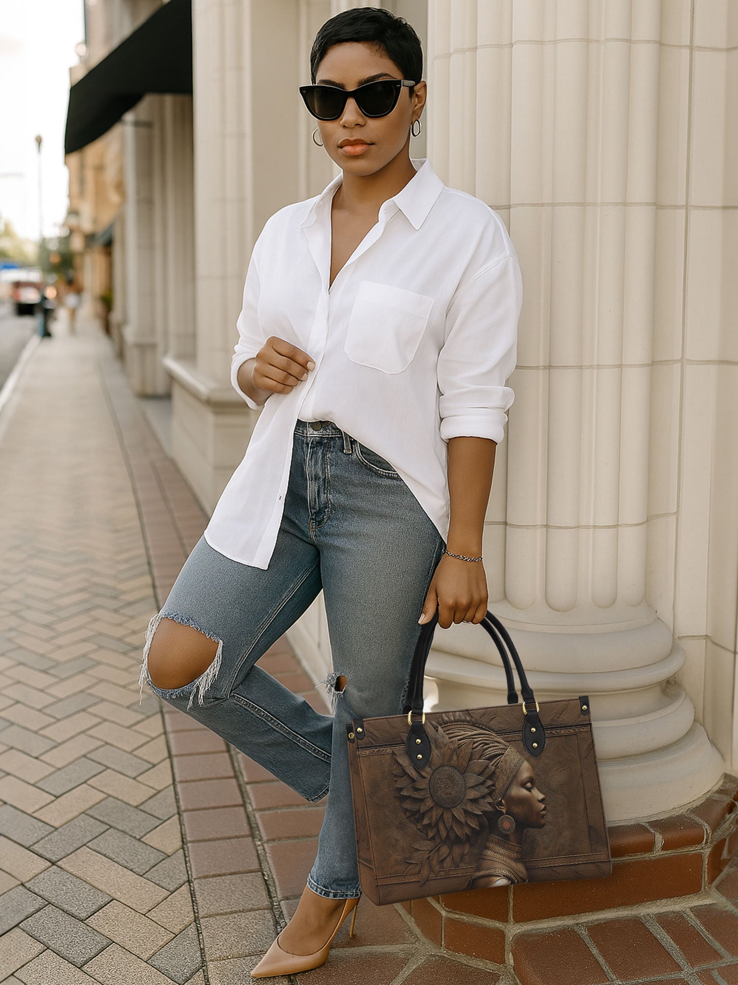 Gilded Genesis Premium Leather Handbag QR0XD613