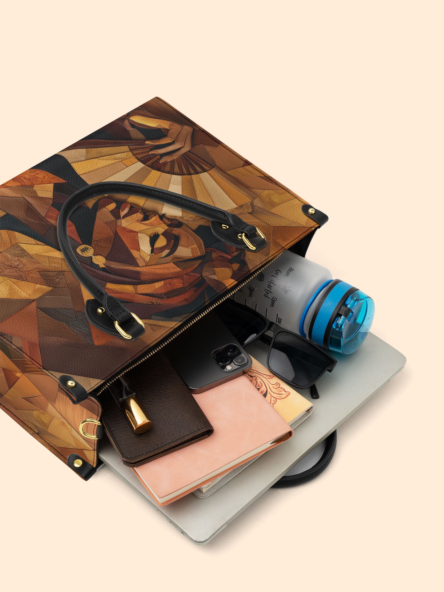 Golden Serenade Premium Leather Handbag QR0TD358